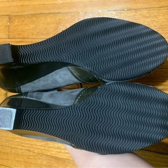 VANELI Patent Leather/Suede Peep Toe Shoes Size 8 Wedges Ankle Strap Green - Picture 8 of 11